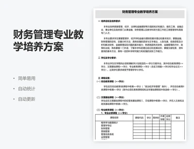 财务管理专业教学培养方案