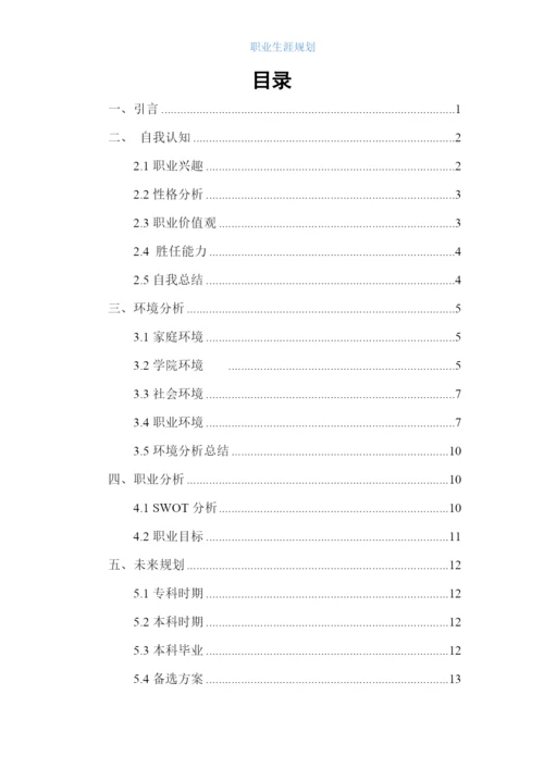 17页5100字大数据应用与技术专业职业生涯规划.docx