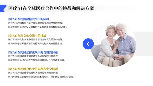 蓝色商务风全球医疗合作中的AI角色