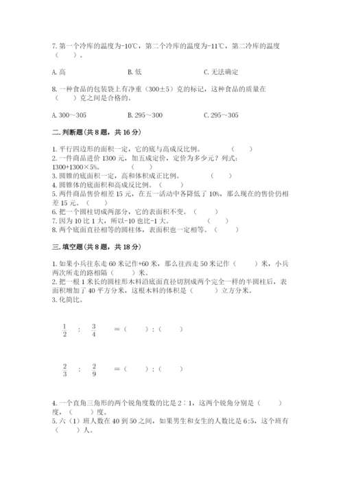 人教版六年级下册数学期末测试卷学生专用.docx