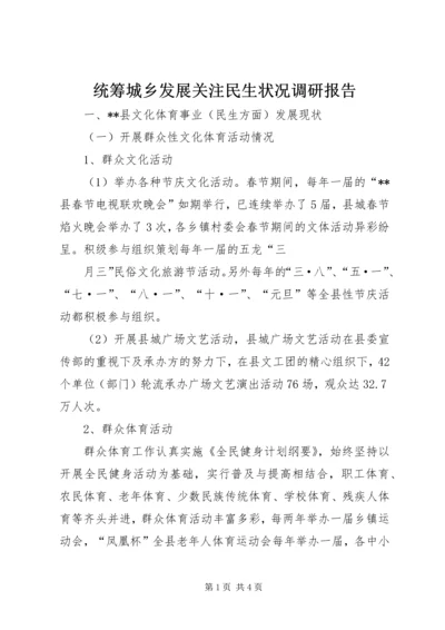 统筹城乡发展关注民生状况调研报告.docx