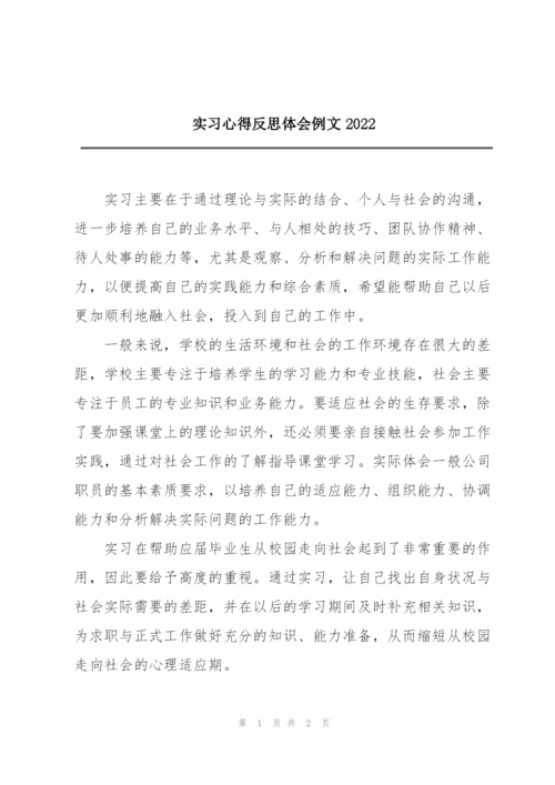 实习心得反思体会例文2022.docx