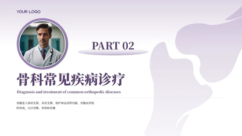 紫色商务风骨科医师规培报告PPT模板