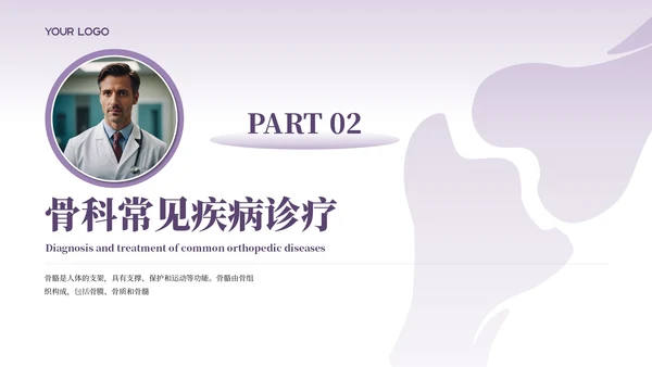紫色商务风骨科医师规培报告PPT模板
