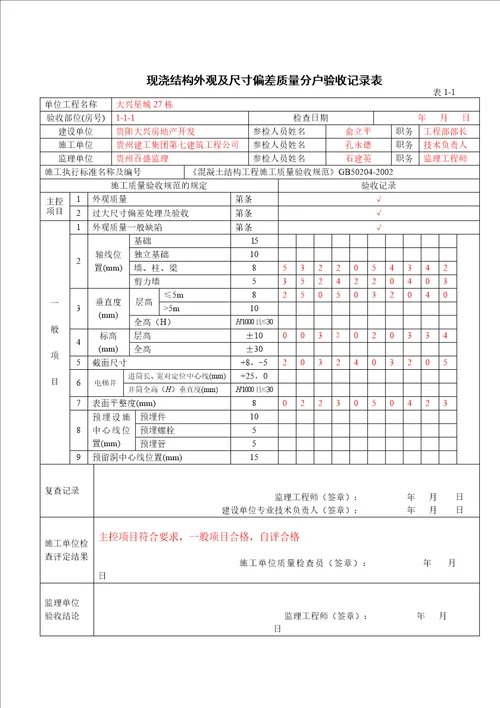 省建设厅住宅工程质量分户验收汇总表