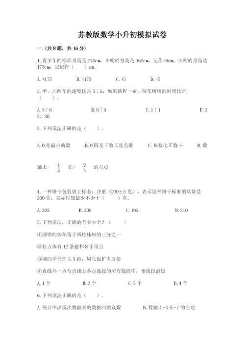 苏教版数学小升初模拟试卷【精练】.docx