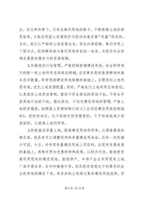 国土资源及土地集约利用情况汇报提纲.docx