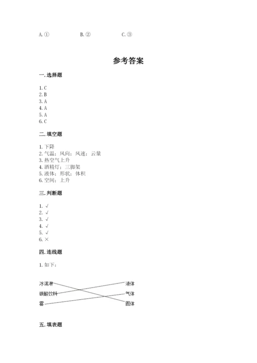 教科版三年级上册科学期末测试卷精品加答案.docx