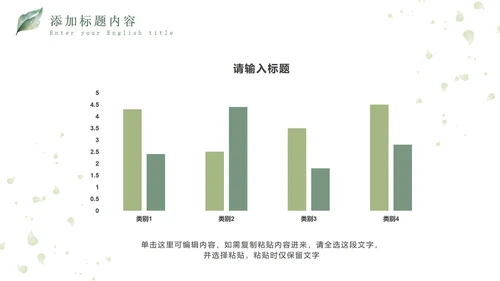 绿色小清新晶莹叶子PPT模板