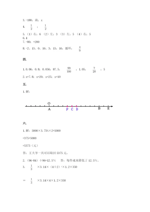 青岛版六年级数学下学期期末测试题带答案（黄金题型）.docx