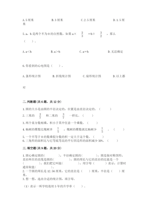 小学数学六年级上册期末考试试卷及参考答案（轻巧夺冠）.docx