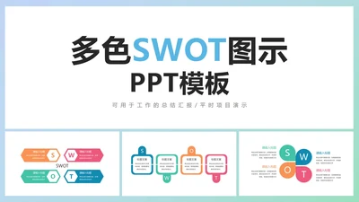 多色SWOT图示PPT模板