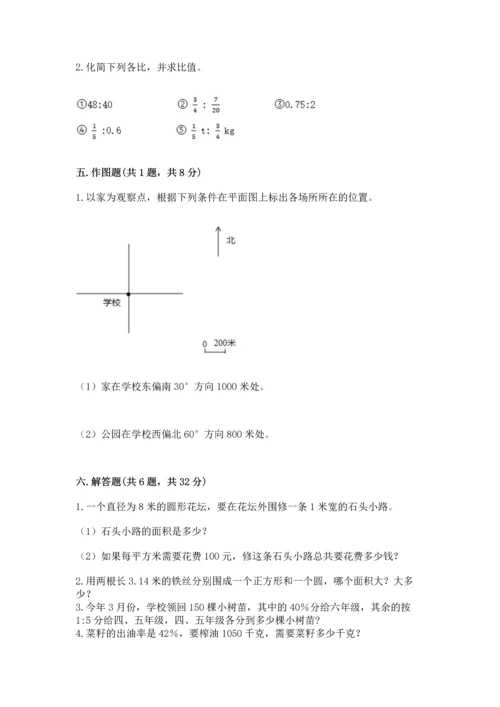 六年级上册数学期末测试卷含答案（夺分金卷）.docx