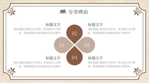 褐色复古风读书分享PPT模板