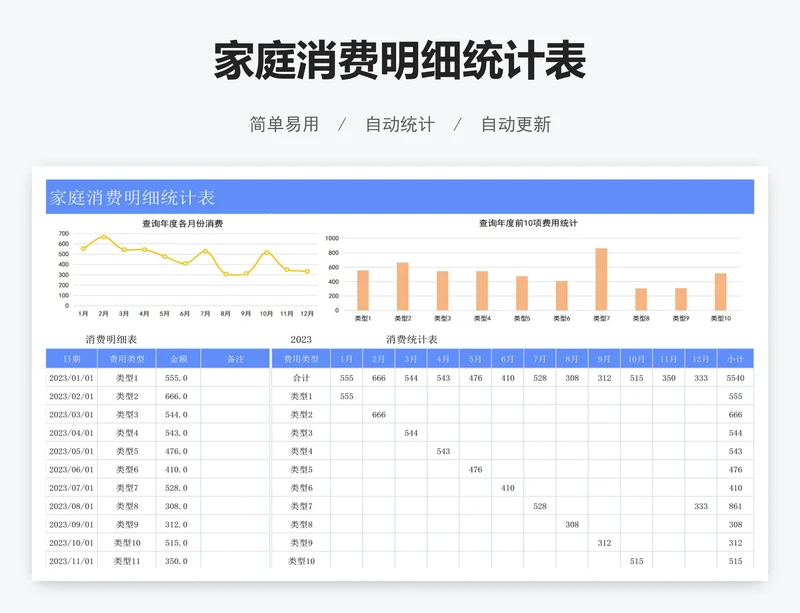 家庭消费明细统计表