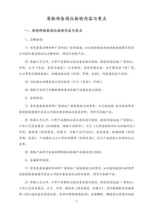 15-质检部各岗位检验内容与重点.docx