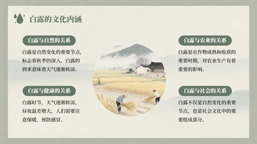 浅绿色中国风白露节气的历史文化习俗介绍PPT模板