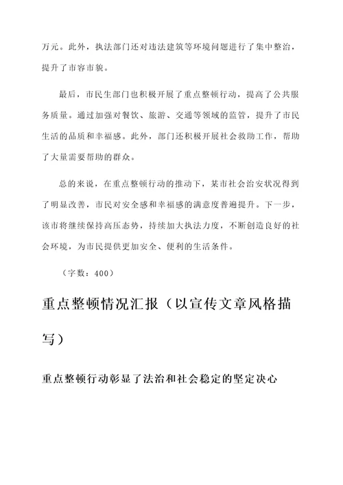 重点整顿情况汇报