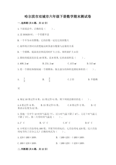 哈尔滨市双城市六年级下册数学期末测试卷必考题.docx