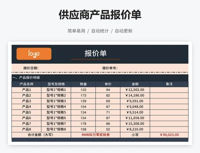 供应商产品报价单