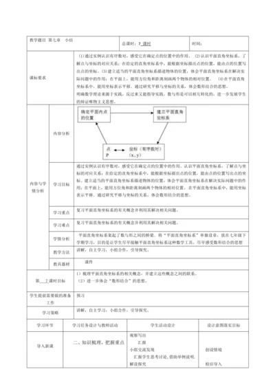 第七章 平面直角坐标系 小结 教案