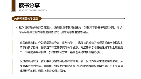 简约棕色读书分享PPT模板读书分享教师读书分享ppt