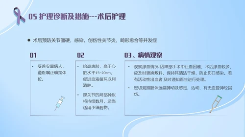 蓝紫色医疗风踝关节骨折护理查房护理PPT模板pptx