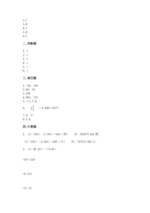 驻马店市确山县六年级下册数学期末测试卷及答案1套.docx