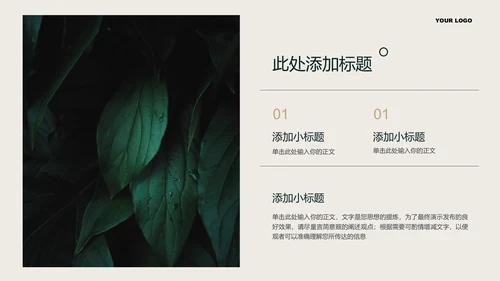 绿色小清新风格通用PPT演示模板