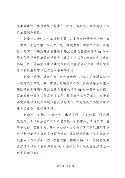 篇一：XX年教育系统党风廉政建设和反腐败工作责任分工.docx