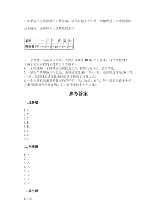 人教版六年级下册数学期末测试卷含完整答案（精品）.docx