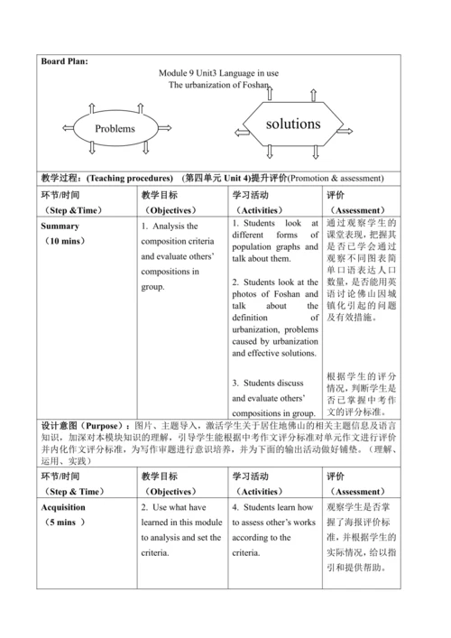 外研版八年级上册  Module 9 Population单元整体教学设计