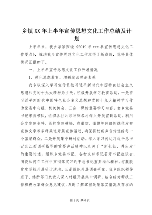 乡镇某年上半年宣传思想文化工作总结及计划.docx