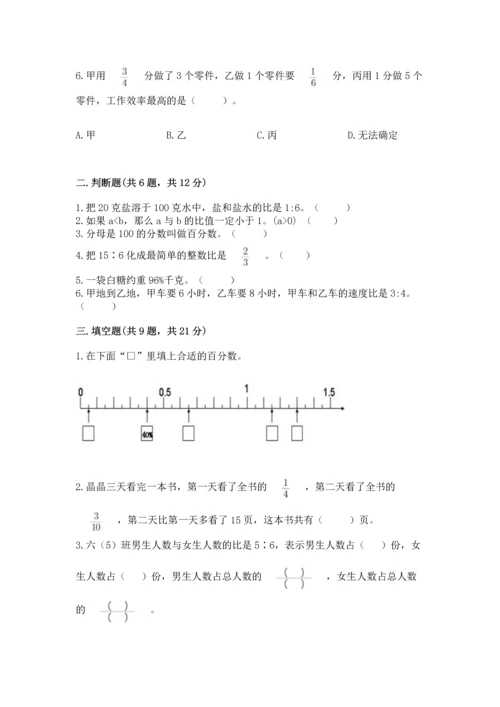 人教版六年级上册数学期末测试卷（夺分金卷）.docx