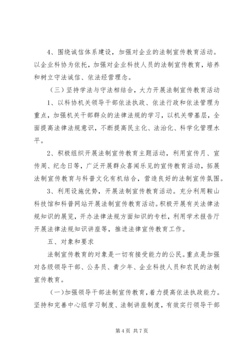 市科协开展法制宣传教育的第五个五年规划（—）.docx