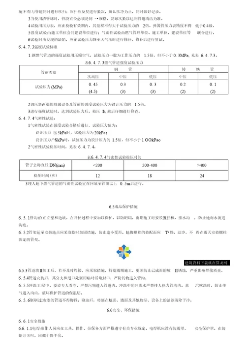 燃气管道安装施工工艺标准 secret