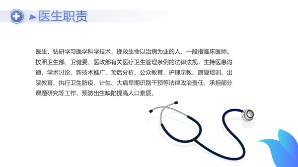 蓝色简约医生述职报告动态PPT模板