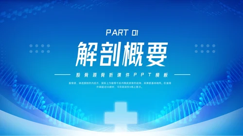 蓝色简约股骨颈骨折课件PPT模板宣传PPT动态PPT