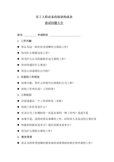 191员工入职必备的面谈构成表.docx