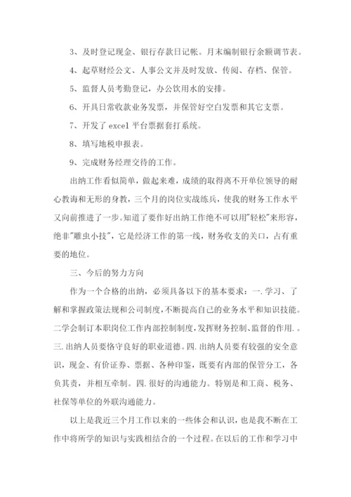 出纳试用期的述职报告.docx