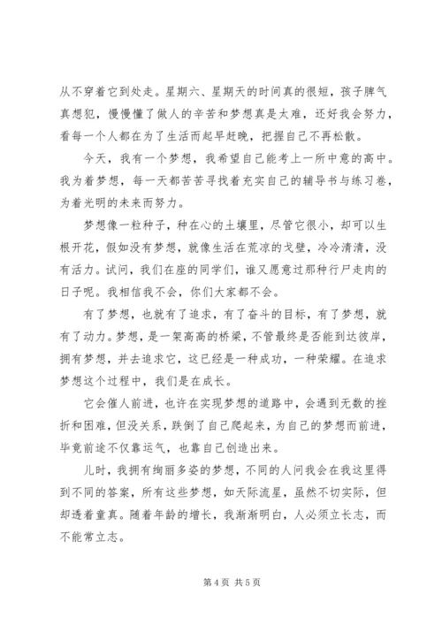 关于理想的主题演讲稿.docx