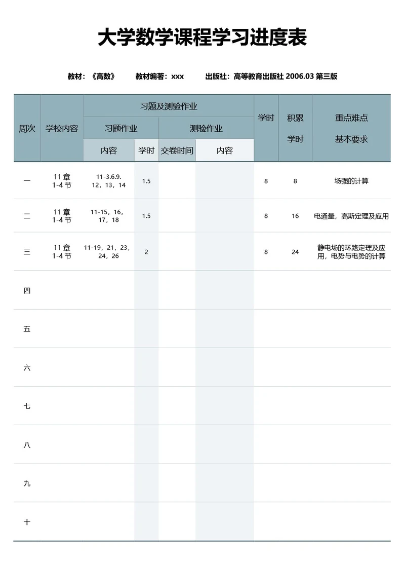 雾霾蓝大学学习进度安排表