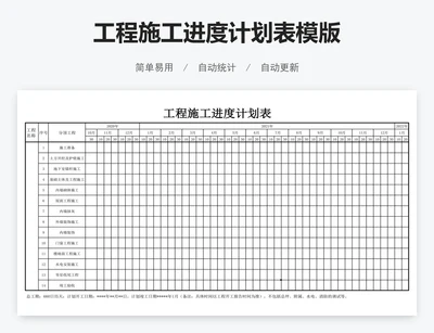 工程施工进度计划表模版
