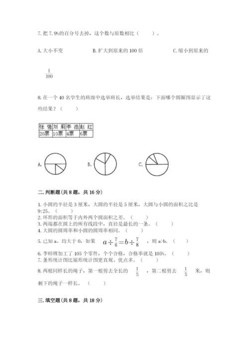 人教版六年级上册数学期末测试卷附答案（完整版）.docx