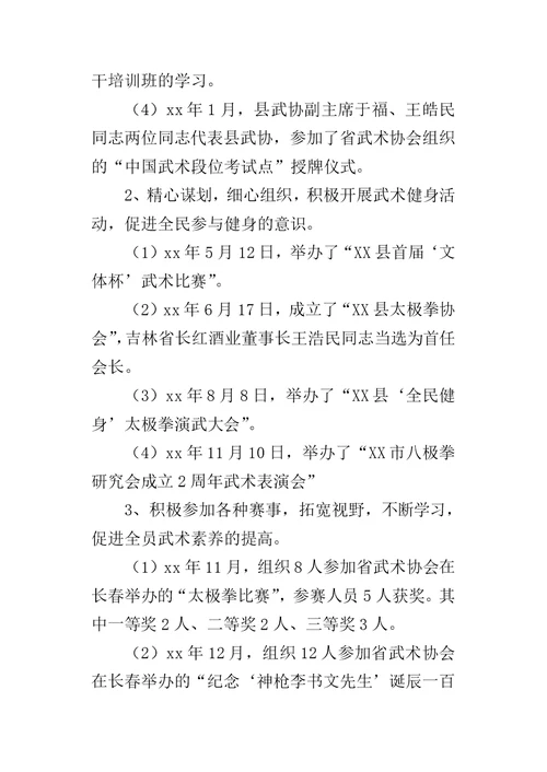 武术协会某年工作总结