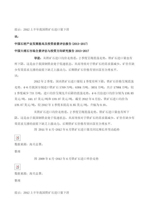 上半我国铁矿石进口量下滑.docx