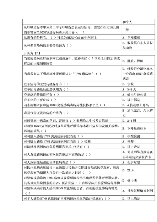 华医网H7N9流感等六种突发传染病防治知识模板