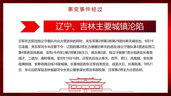 红色简约渐变实景勿忘国耻牢记九一八主题PPT模板