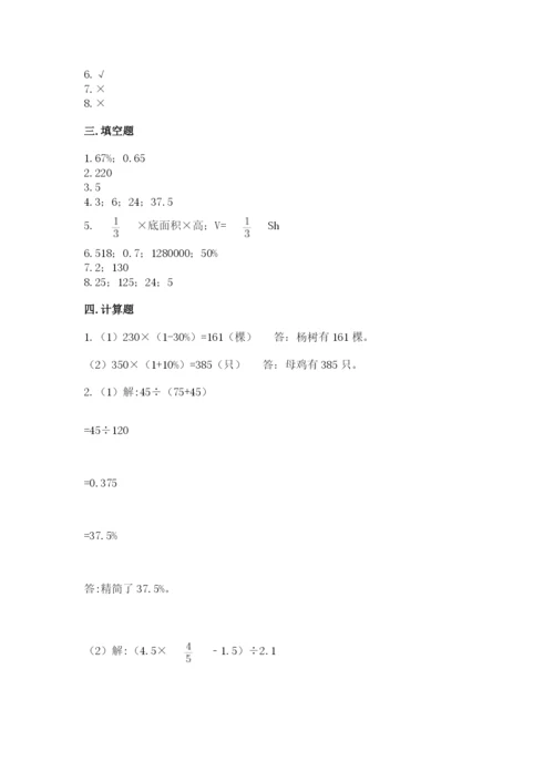 北京版六年级下册数学期中测试卷附完整答案【历年真题】.docx