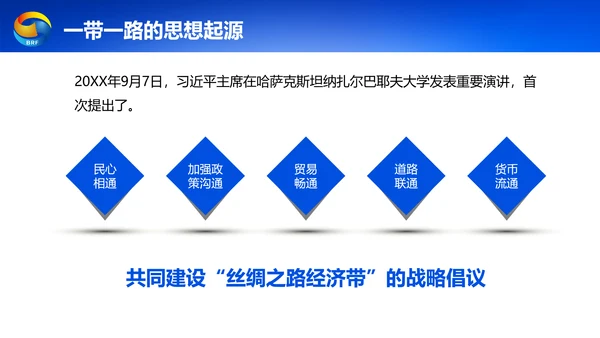 蓝色党政一带一路丝绸之路国际合作高峰论坛ppt模板